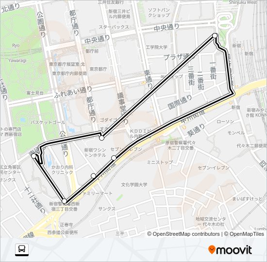 西ルート Bus Line Map