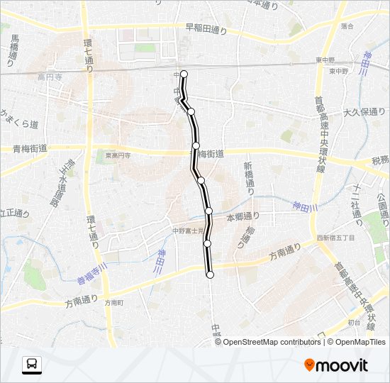 中８２深夜 Bus Line Map