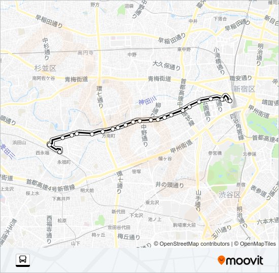 宿３３深夜 Bus Line Map