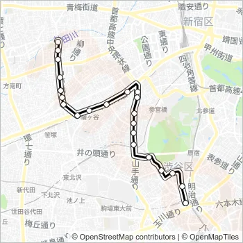 渋６３深夜 Bus Line Map