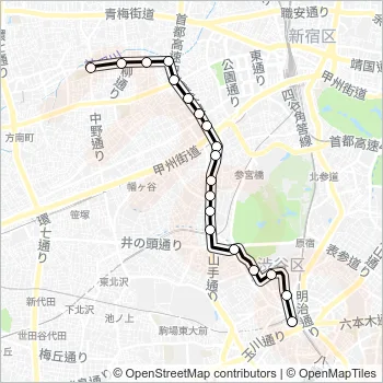 渋６４深夜 Bus Line Map