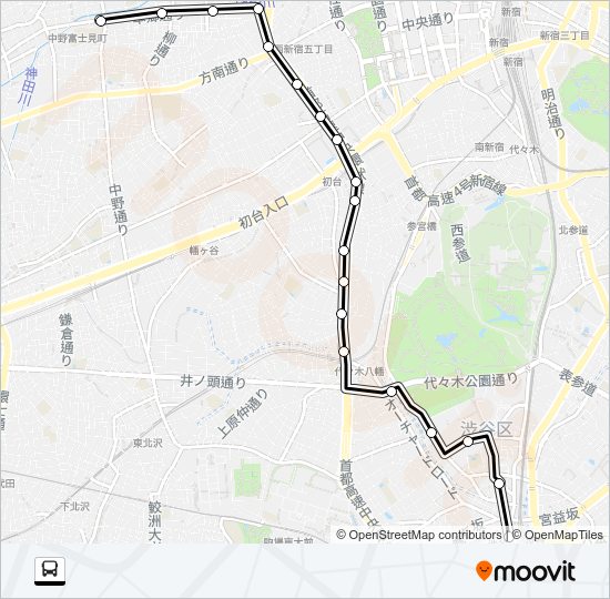 渋６４深夜 Bus Line Map