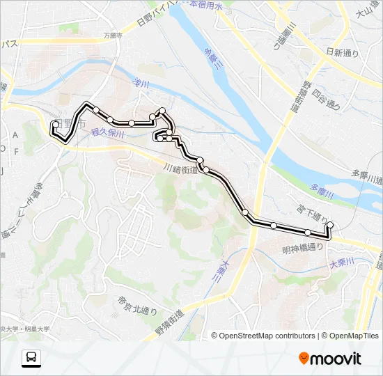 Ｏ 落川路線 バスの路線図