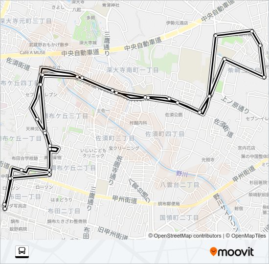 調３６　北路線 Bus Line Map