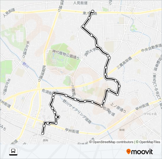 調３７　北路線 Bus Line Map