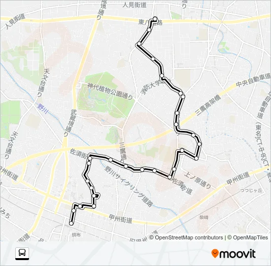 調３７　北路線 Bus Line Map