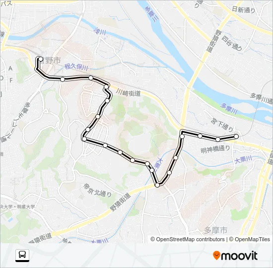 Ｗ 三沢台路線 バスの路線図