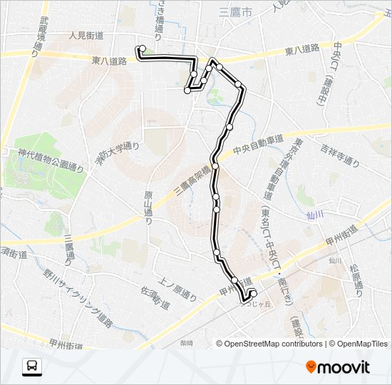 新川・中原ルート Bus Line Map