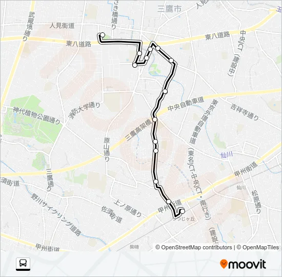 新川・中原ルート Bus Line Map