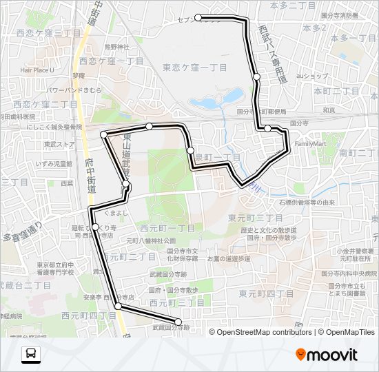 万葉・けやきルート Bus Line Map
