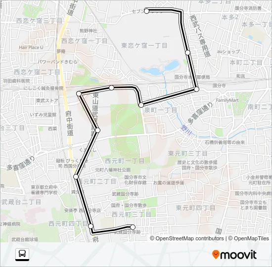 万葉・けやきルート バスの路線図