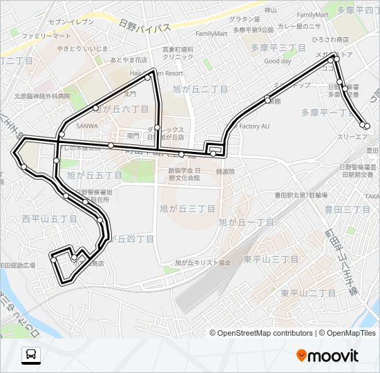 Ａ 旭が丘循環路線 Bus Line Map