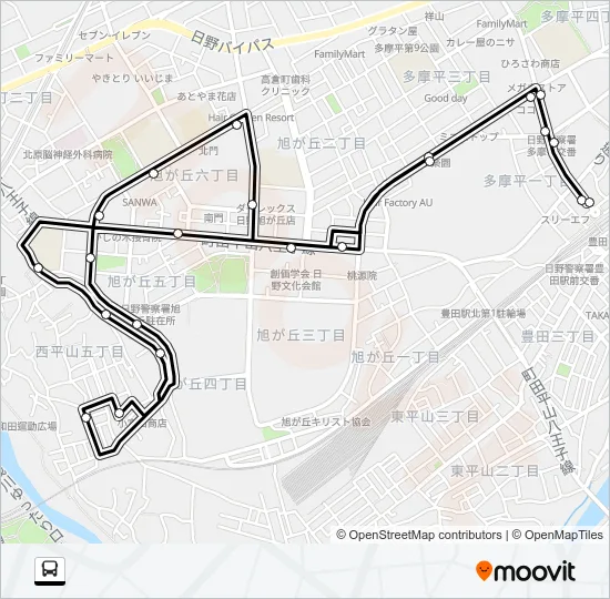 Ａ 旭が丘循環路線 バスの路線図