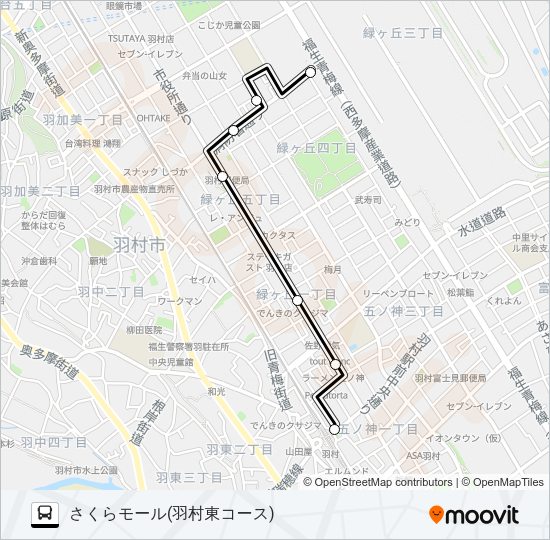 羽村東コース Bus Line Map