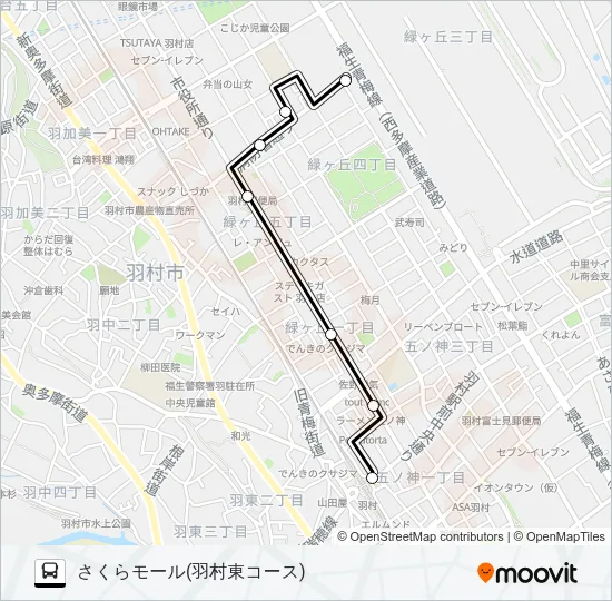 羽村東コース Bus Line Map