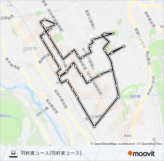 羽村東コース Bus Line Map
