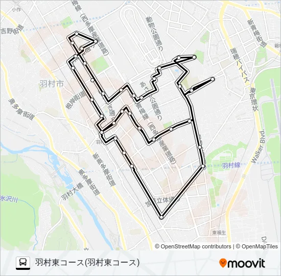 羽村東コース Bus Line Map