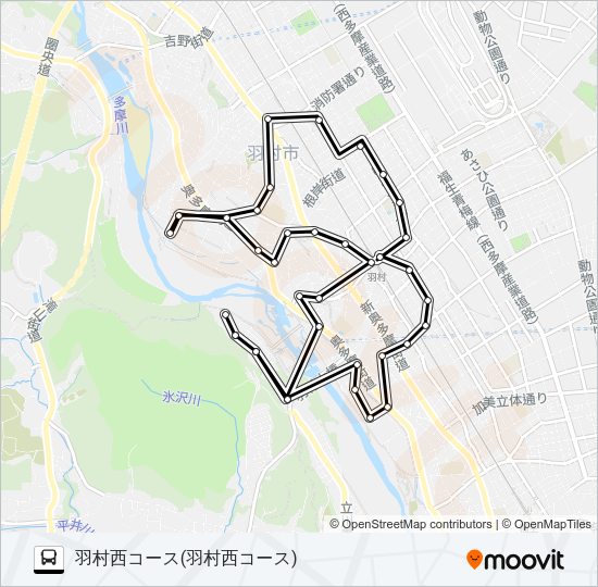 羽村西コース Bus Line Map