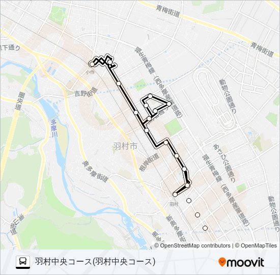 羽村中央コース Bus Line Map