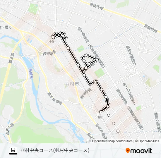 羽村中央コース Bus Line Map