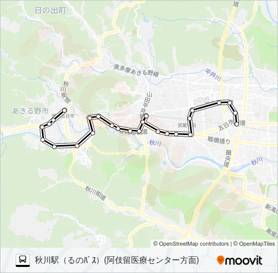 五日市-秋川駅 バスの路線図