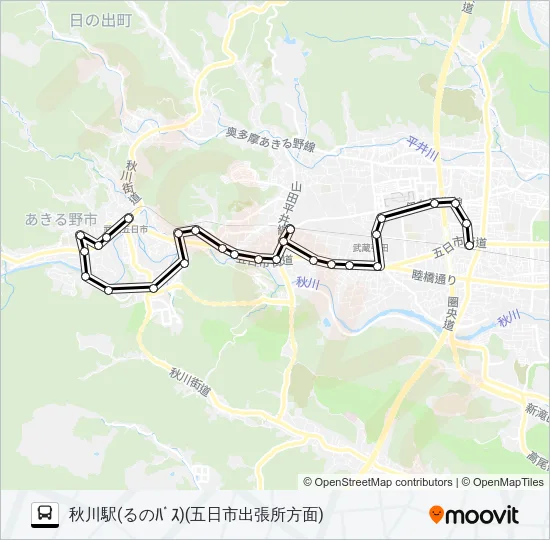 五日市-秋川駅 バスの路線図