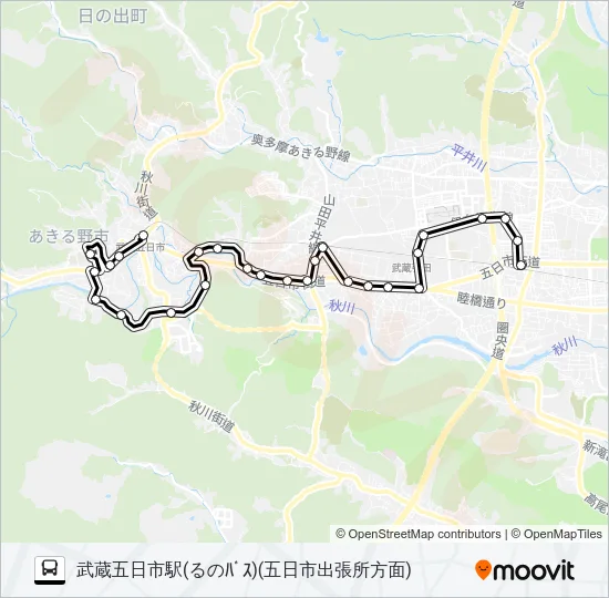 五日市-秋川駅 バスの路線図