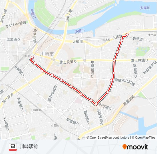 川２３ Bus Line Map