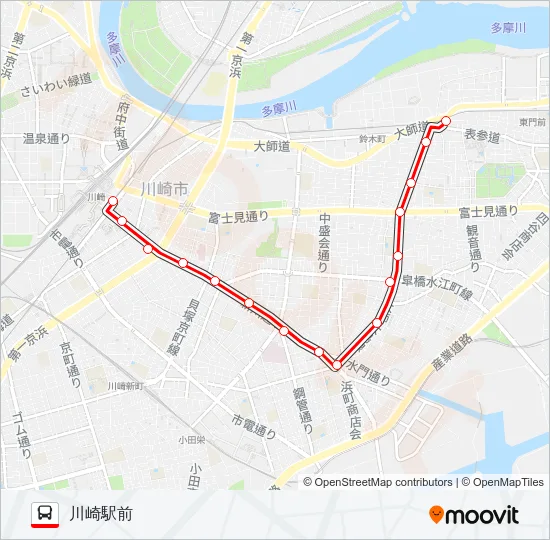 川２３ Bus Line Map