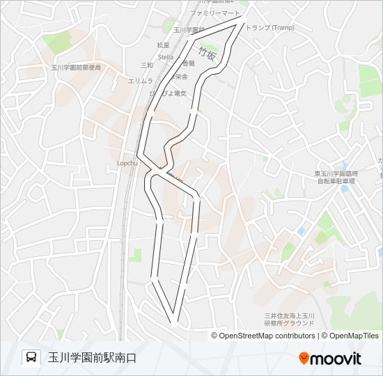 玉ちゃんバス：南ルート Bus Line Map