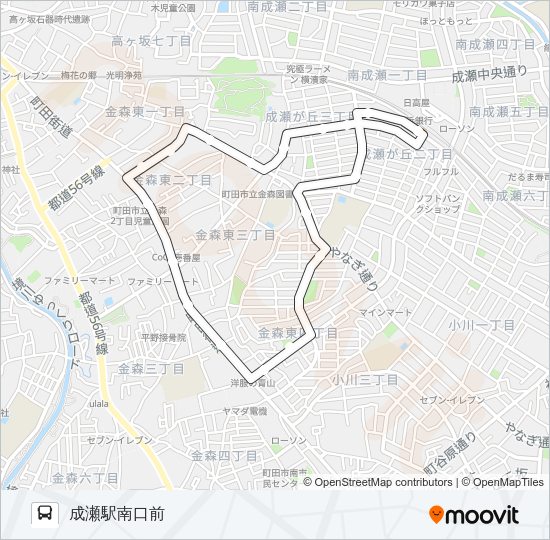 かわせみ号：南中学校東経由 Bus Line Map