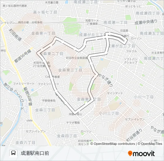 かわせみ号：南中学校東経由 バスの路線図