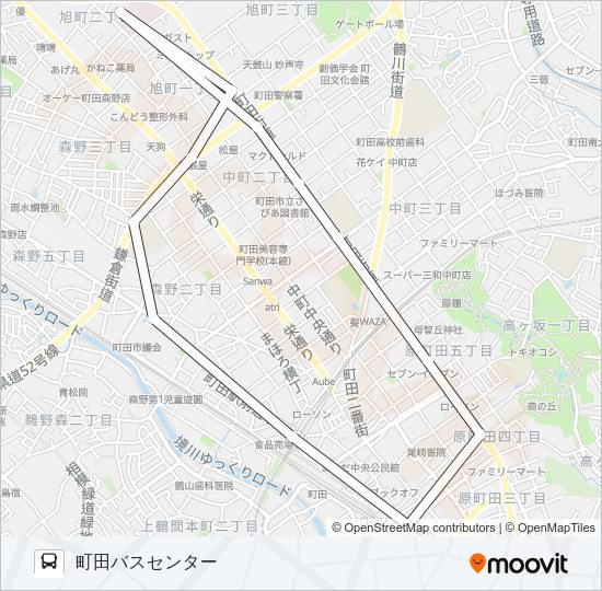 まちっこ：公共施設巡回ルート Bus Line Map