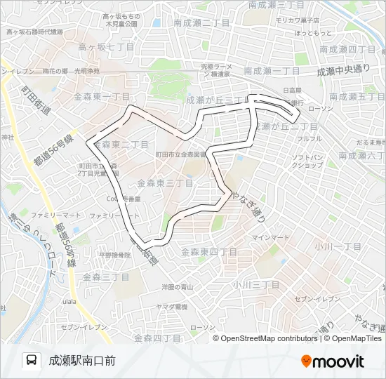 かわせみ号：わさび田公園前経由 バスの路線図