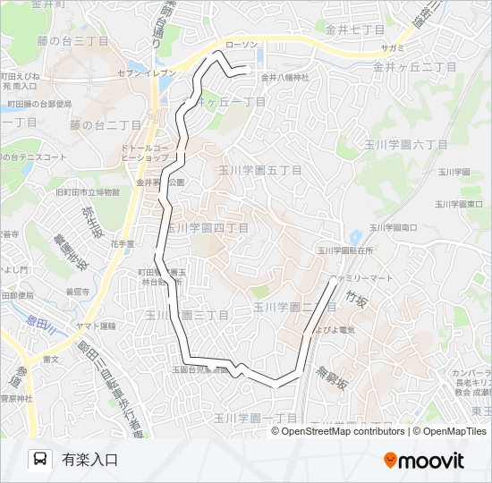 玉ちゃんバス：北ルート「有楽入口」止まり Bus Line Map