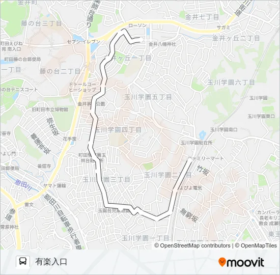 玉ちゃんバス：北ルート「有楽入口」止まり バスの路線図