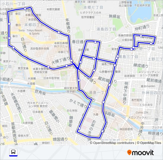 本郷・湯島ルート Bus Line Map