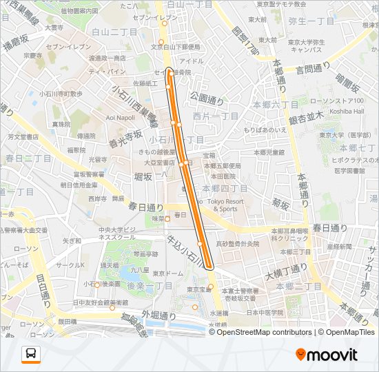 千駄木・駒込ルート Bus Line Map