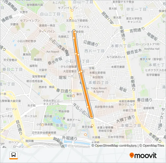 千駄木・駒込ルート Bus Line Map