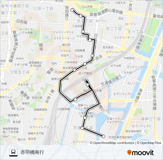 田町ルート Bus Line Map