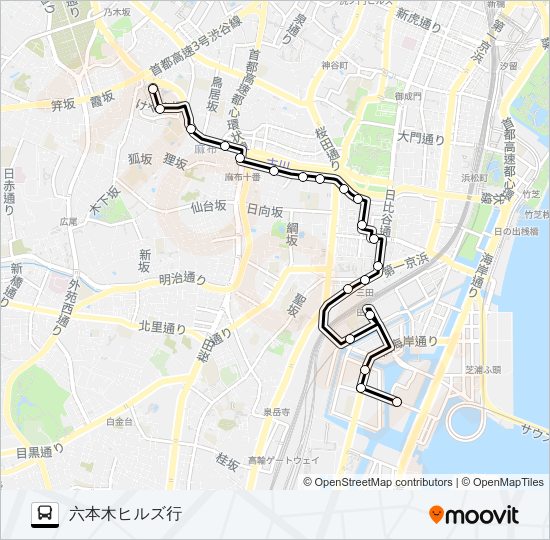 田町ルート Bus Line Map