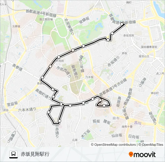 青山ルート バスの路線図