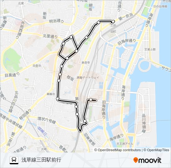 高輪ルート Bus Line Map