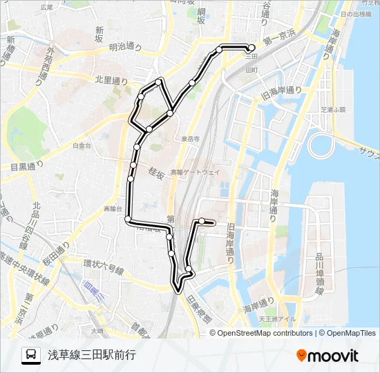 高輪ルート Bus Line Map