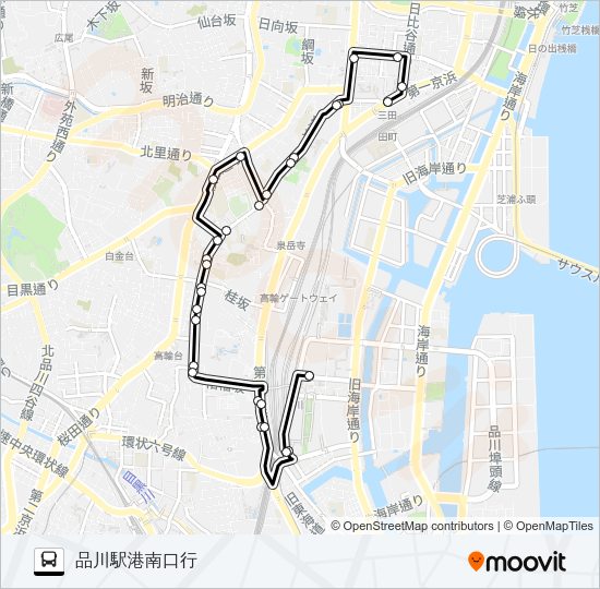 高輪ルート Bus Line Map