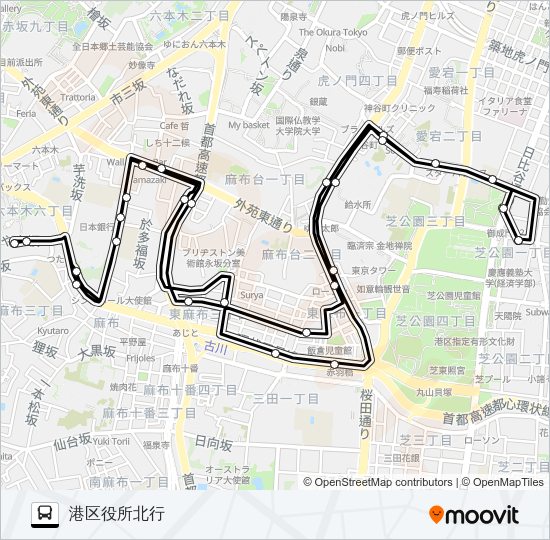 麻布東ルート Bus Line Map
