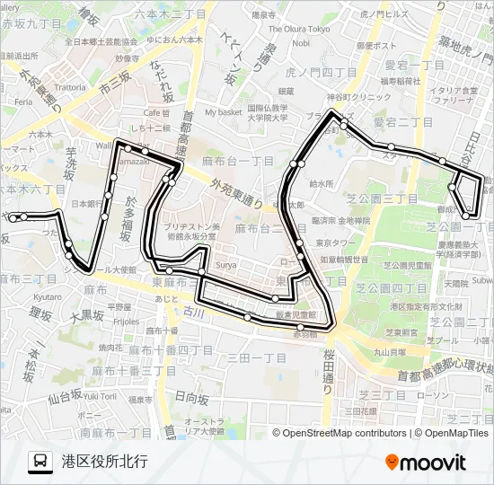 麻布東ルート バスの路線図