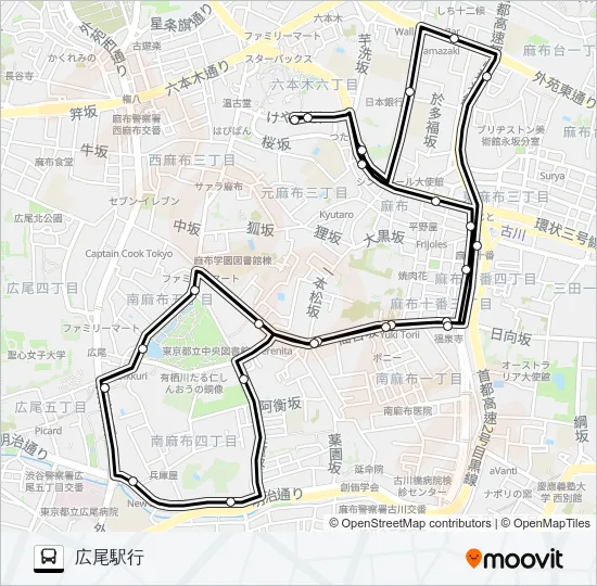 麻布西ルート バスの路線図