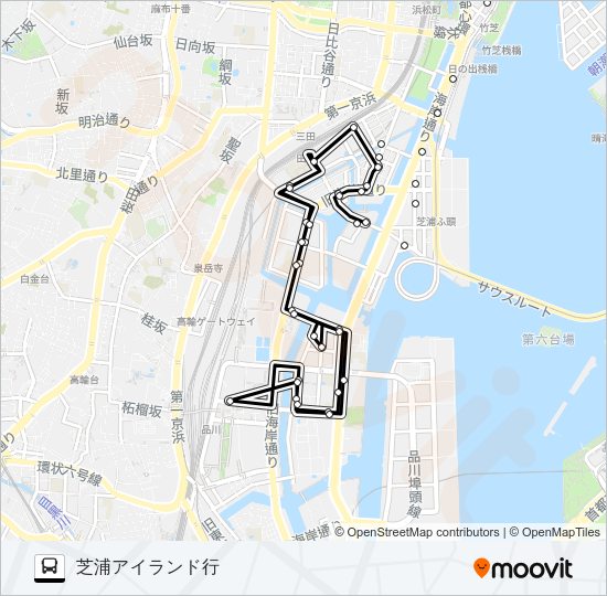 芝浦港南ルート Bus Line Map