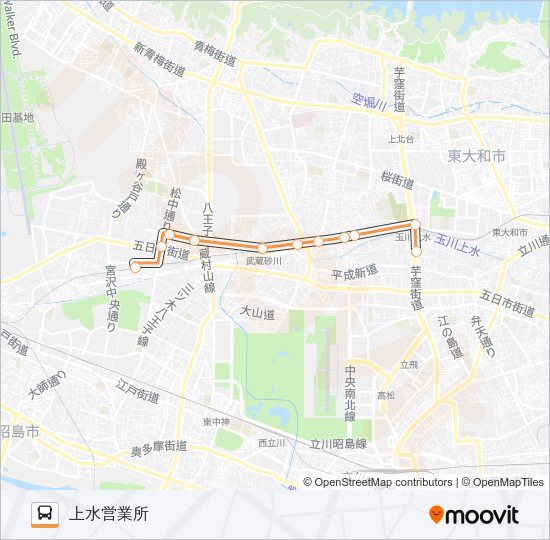 くるりんバス　砂川支線 Bus Line Map